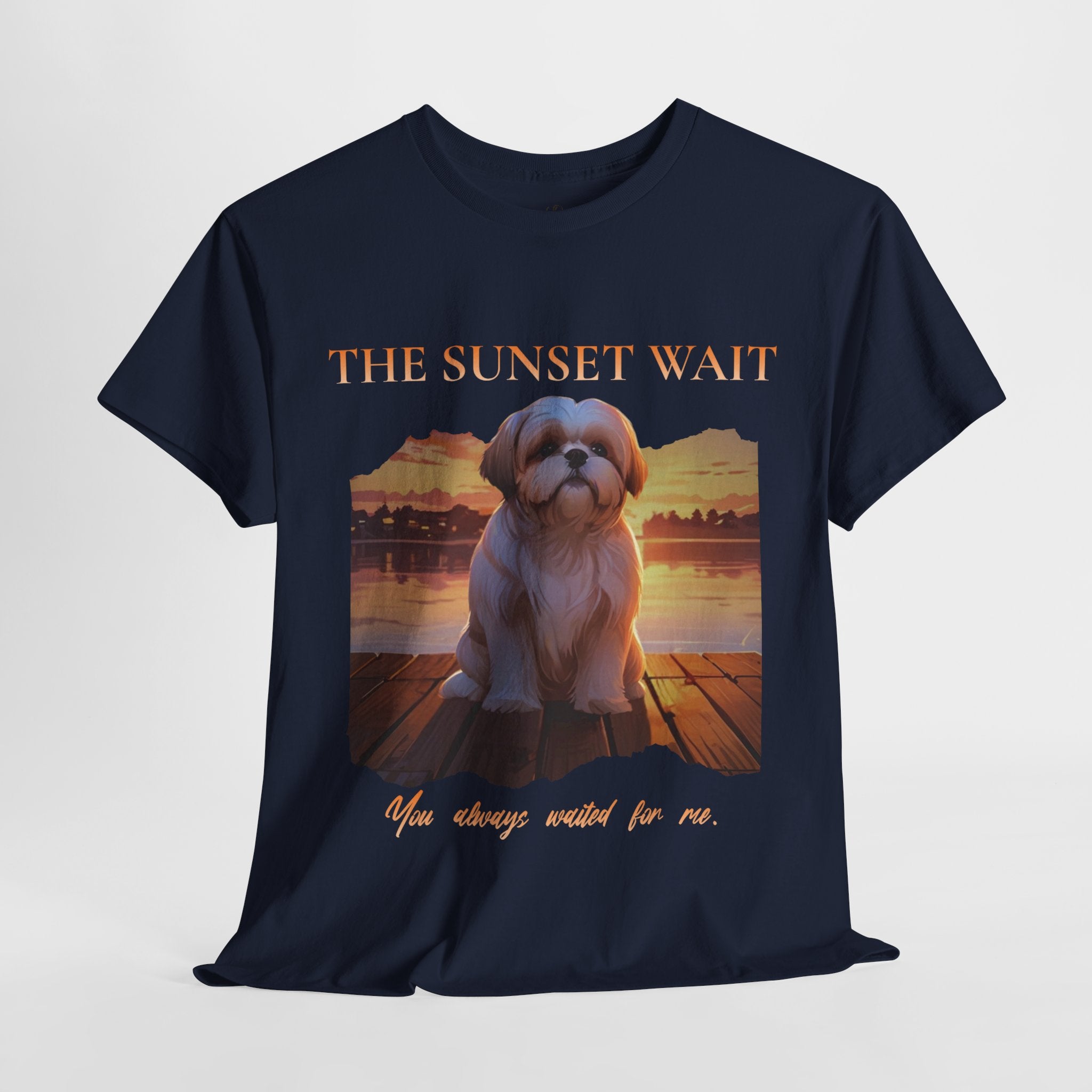 Unisex “The Sunset Wait” Shih Tzu T-Shirt – Sentimental Pet Lover Tee, Late Summer Edition