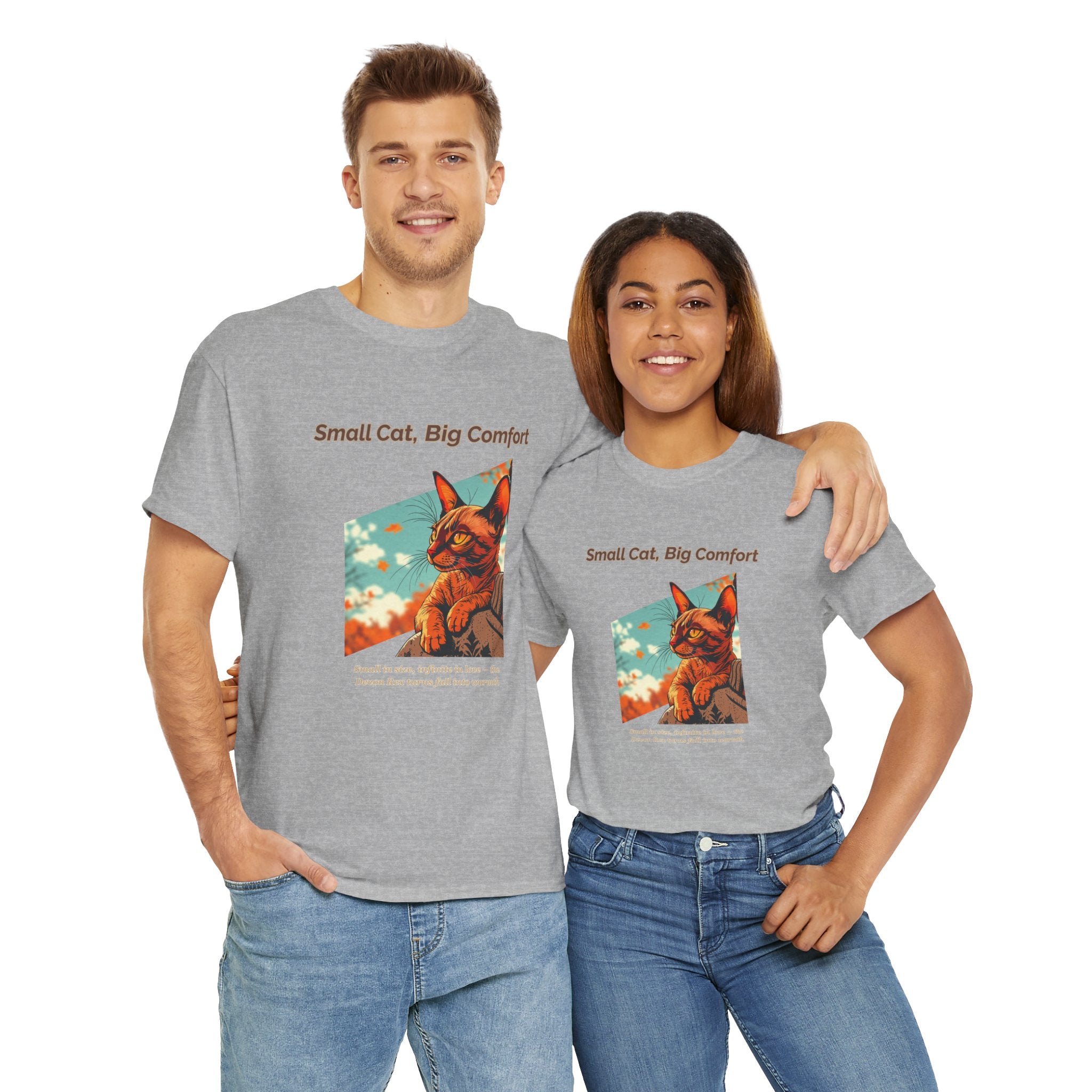 Unisex T-Shirt – Small Cat, Big Comfort: Devon Rex Fall Shirt