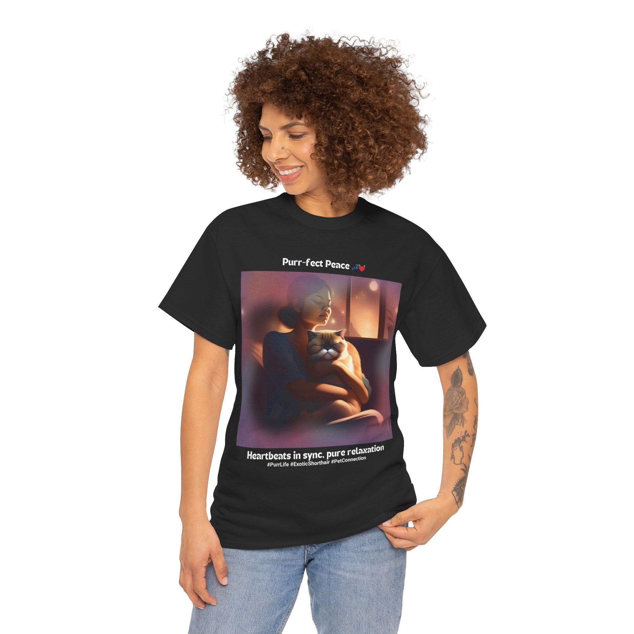 Women's - Purr-fect Peace: Exotic Shorthair Zen T-Shirt