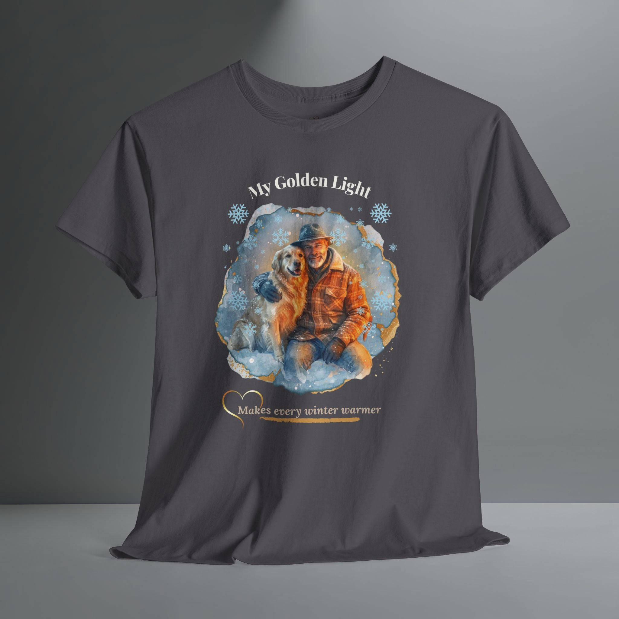 Unisex Personalized T-Shirt – My Golden Light: Custom Golden Retriever Watercolor Winter Portrait