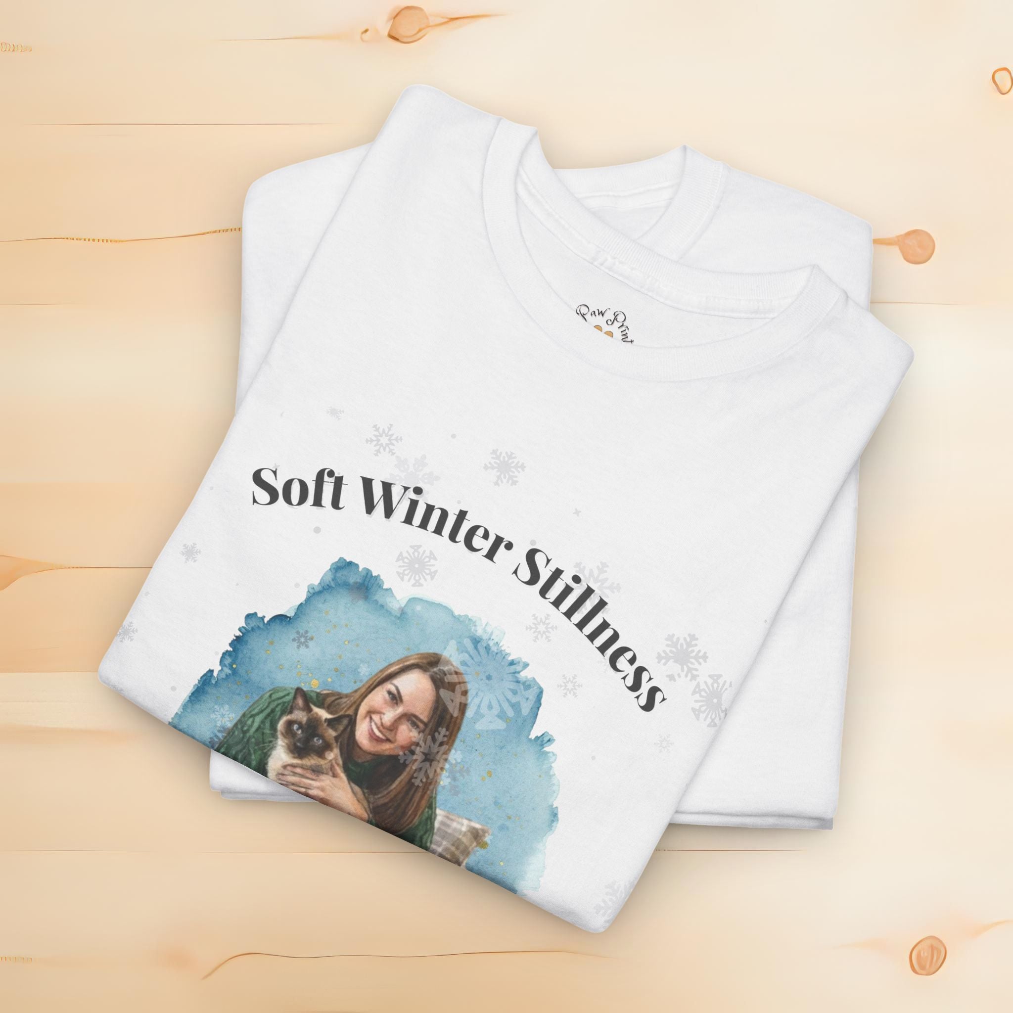 Unisex Personalized T-Shirt – Soft Winter Stillness: Siamese Watercolor Portrait Edition