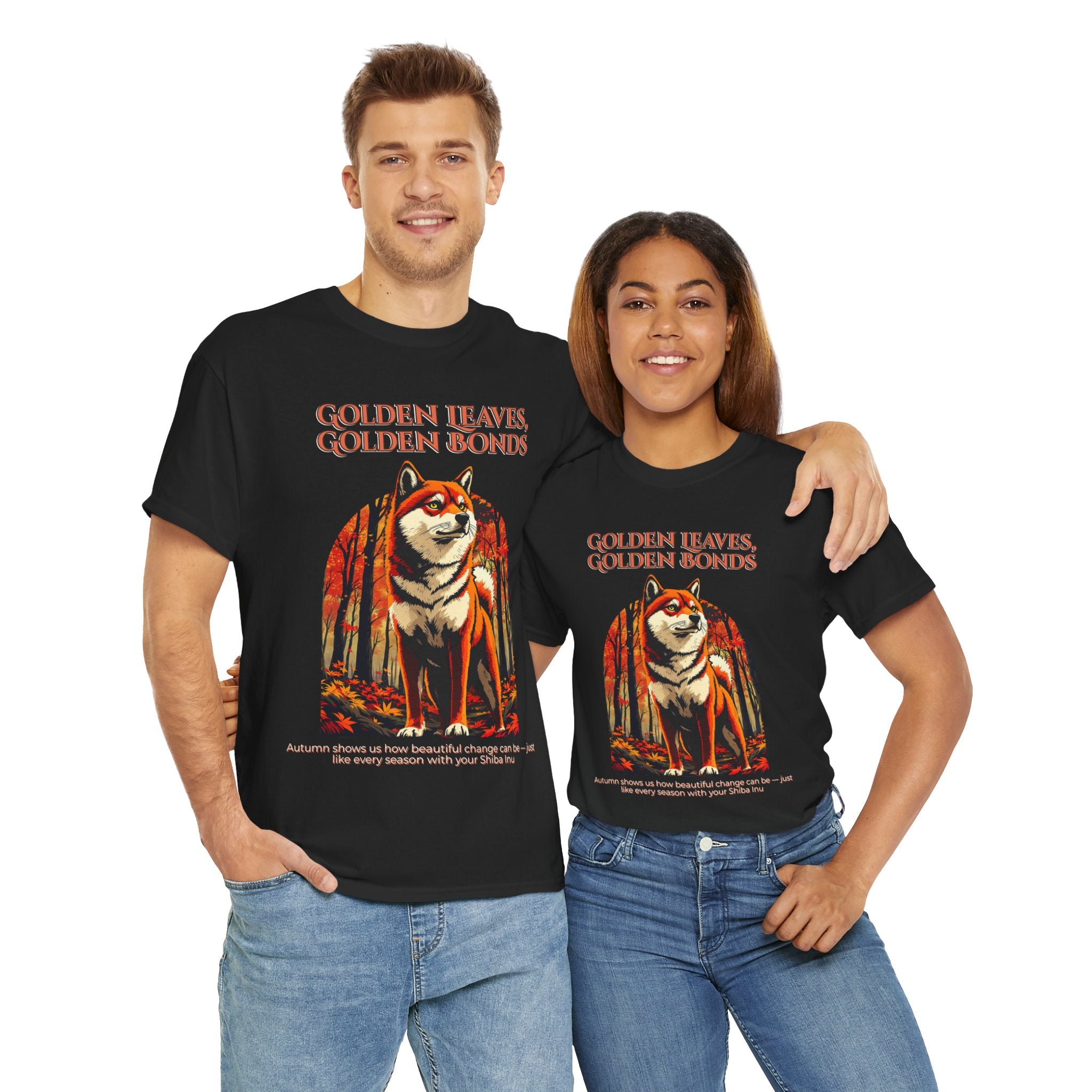 Unisex T-Shirt – Golden Leaves, Golden Bonds: Shiba Inu Autumn Shirt