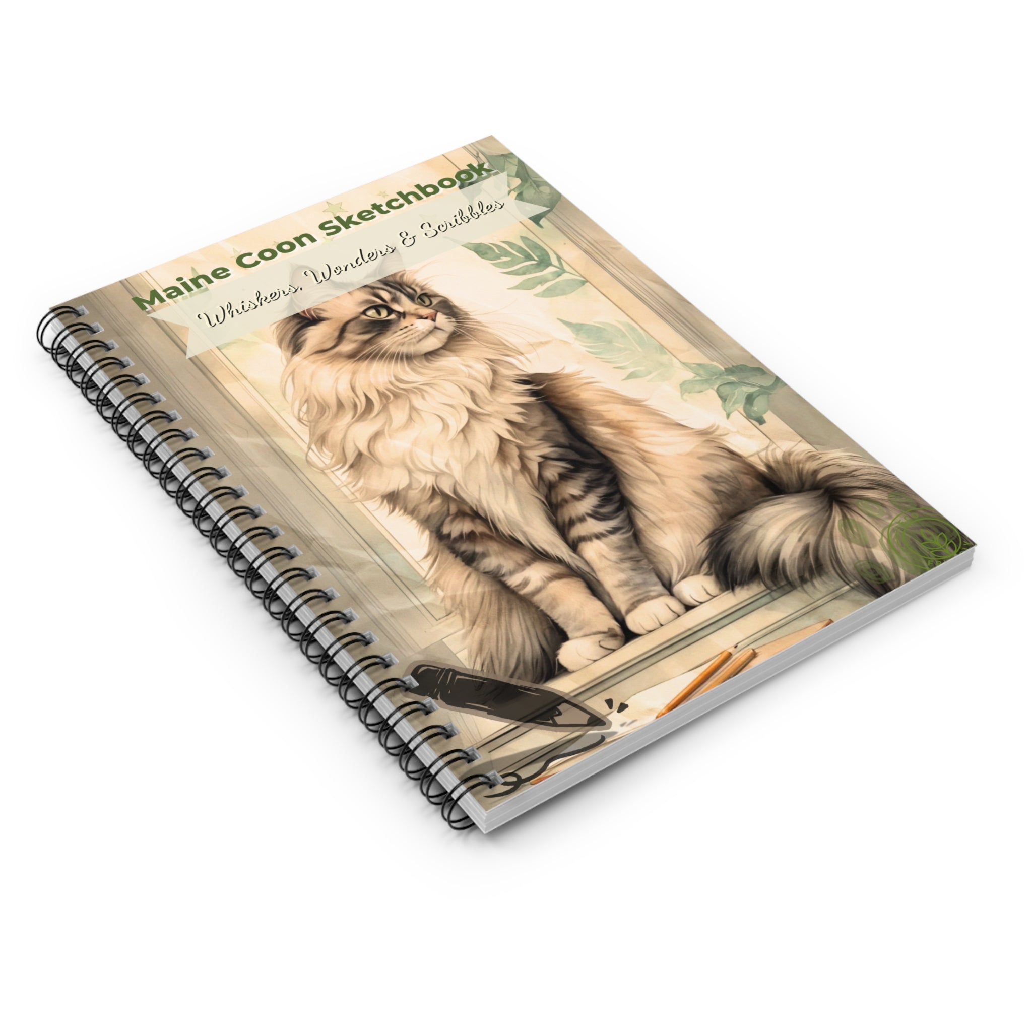 Maine Coon Sketchbook - Whiskers, Wonders & Scribbles, Cat Lover's Journal, Artist Notebook, Gift for Pet Owners, Cute Stationery