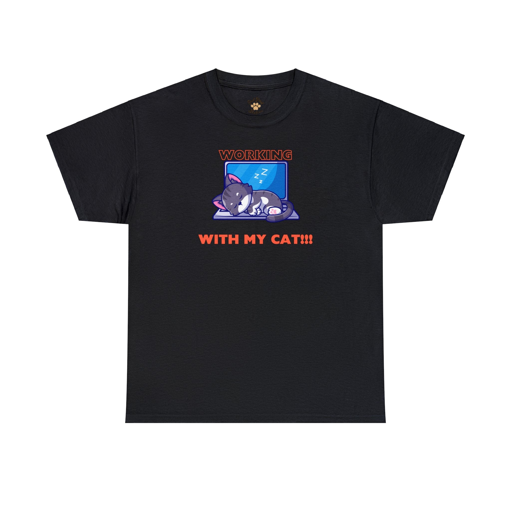 "Working with my Cat" Cotton Tee