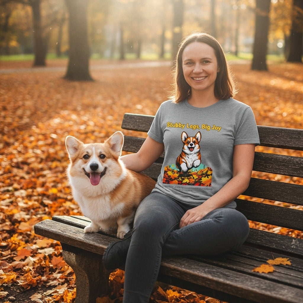Unisex T-Shirt – Stubby Legs, Big Joy: Corgi Autumn Shirt