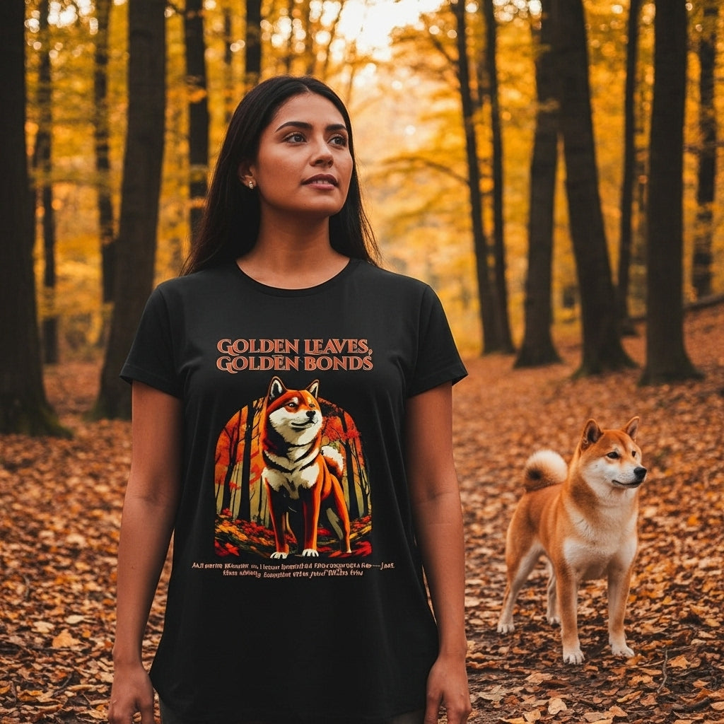 Unisex T-Shirt – Golden Leaves, Golden Bonds: Shiba Inu Autumn Shirt