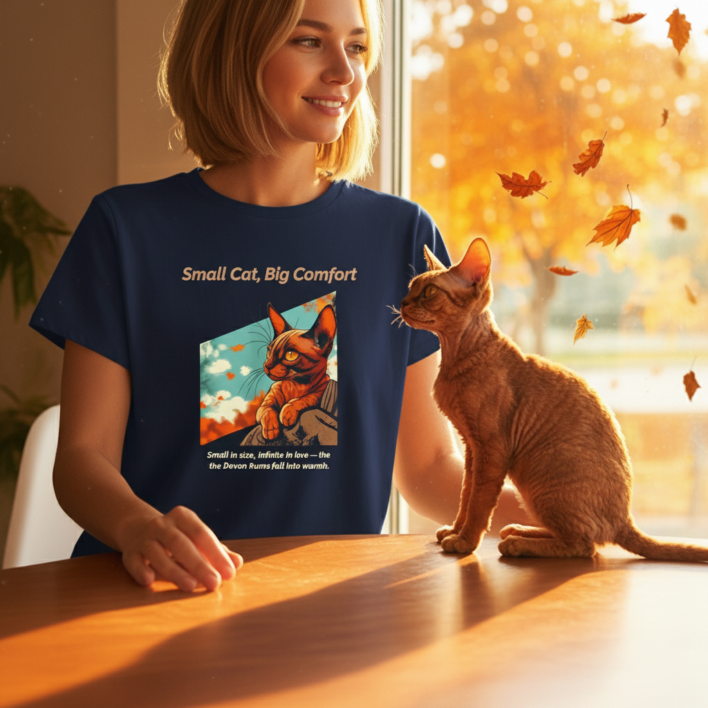 Unisex T-Shirt – Small Cat, Big Comfort: Devon Rex Fall Shirt