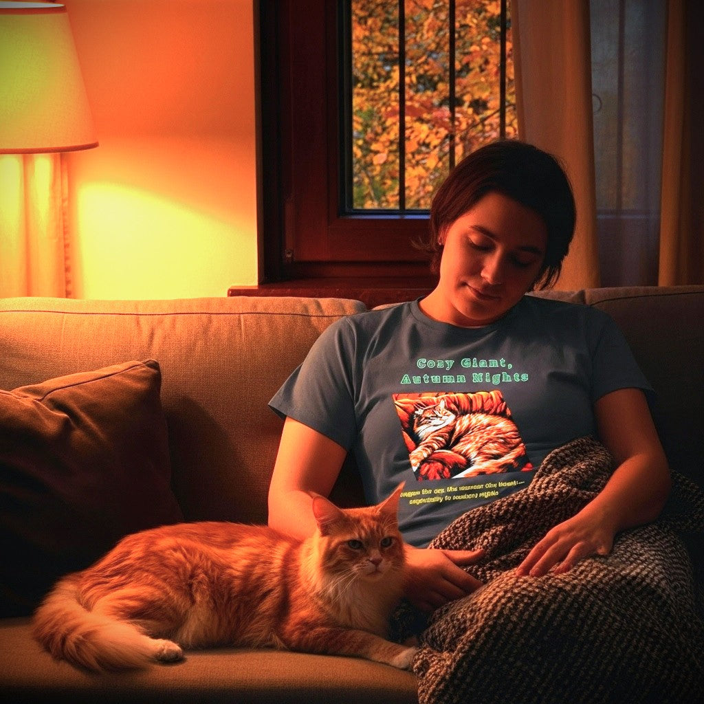 Unisex T-Shirt – Cozy Giant, Autumn Nights: Maine Coon Cat Shirt